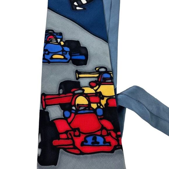 Robert Daskal Hand Painted Hand Sewn Signed Neck Tie Car Racing 100% Silk - Picture 11 of 16